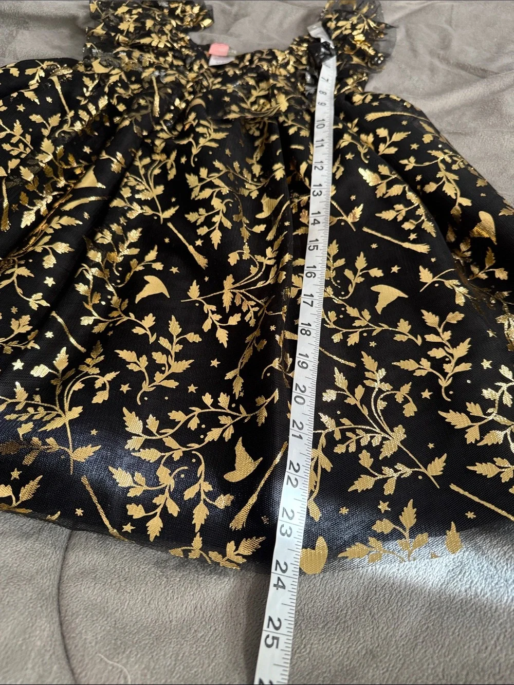 Wicked Girls Halloween costume witch Dress black w/Gold Floral Foil Accents Sz 5